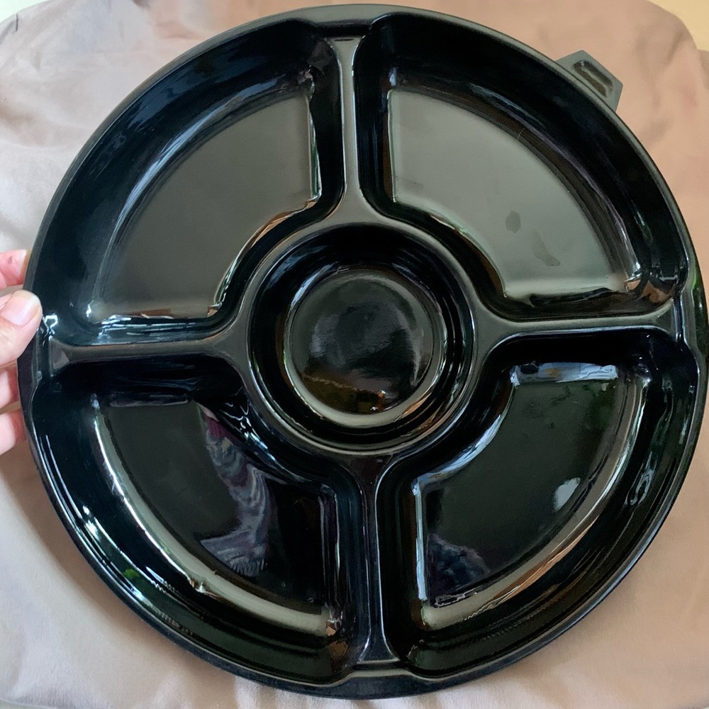 Black plastic serving tray